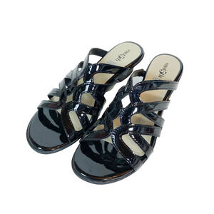 east 5th Eris Black Patent Slide Sandals
